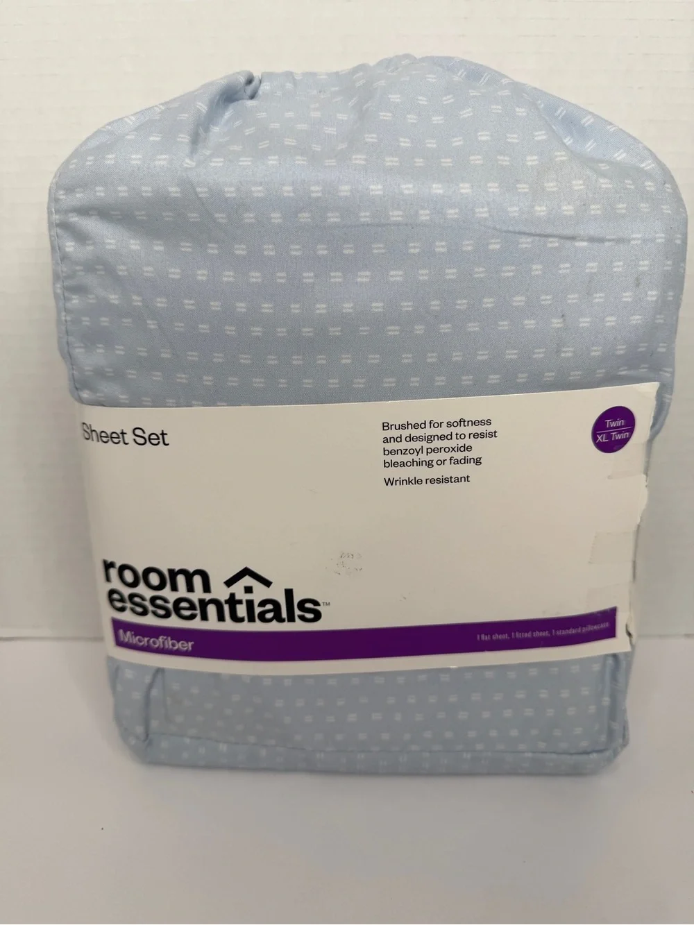 Twin/ Twin XL Microfiber Sheet Set, Blue & white Polka Dots- Room Essentials